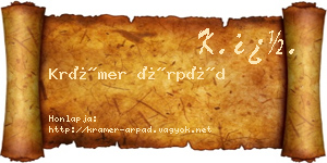 Krámer Árpád névjegykártya