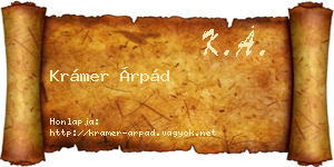 Krámer Árpád névjegykártya